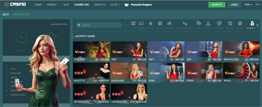 22Casino Giochi dal Vivo